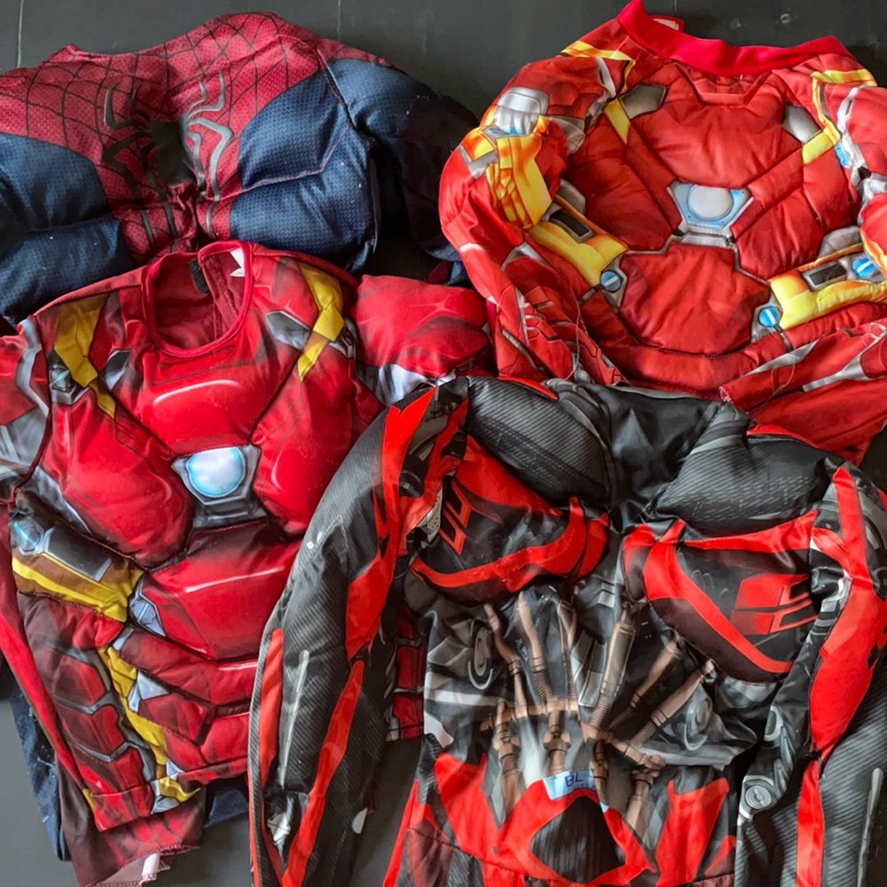 3 Marvel Costumes and 1 Transformer costume Red/Black